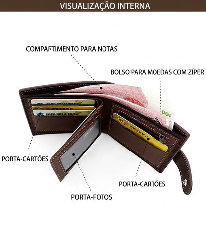 Carteira masculina Khaoti Vortex slim em couro PU - foto 3