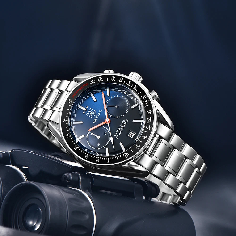 Relógio masculino Khaoti Imperium Blue de aço com detalhes em azul - foto 3